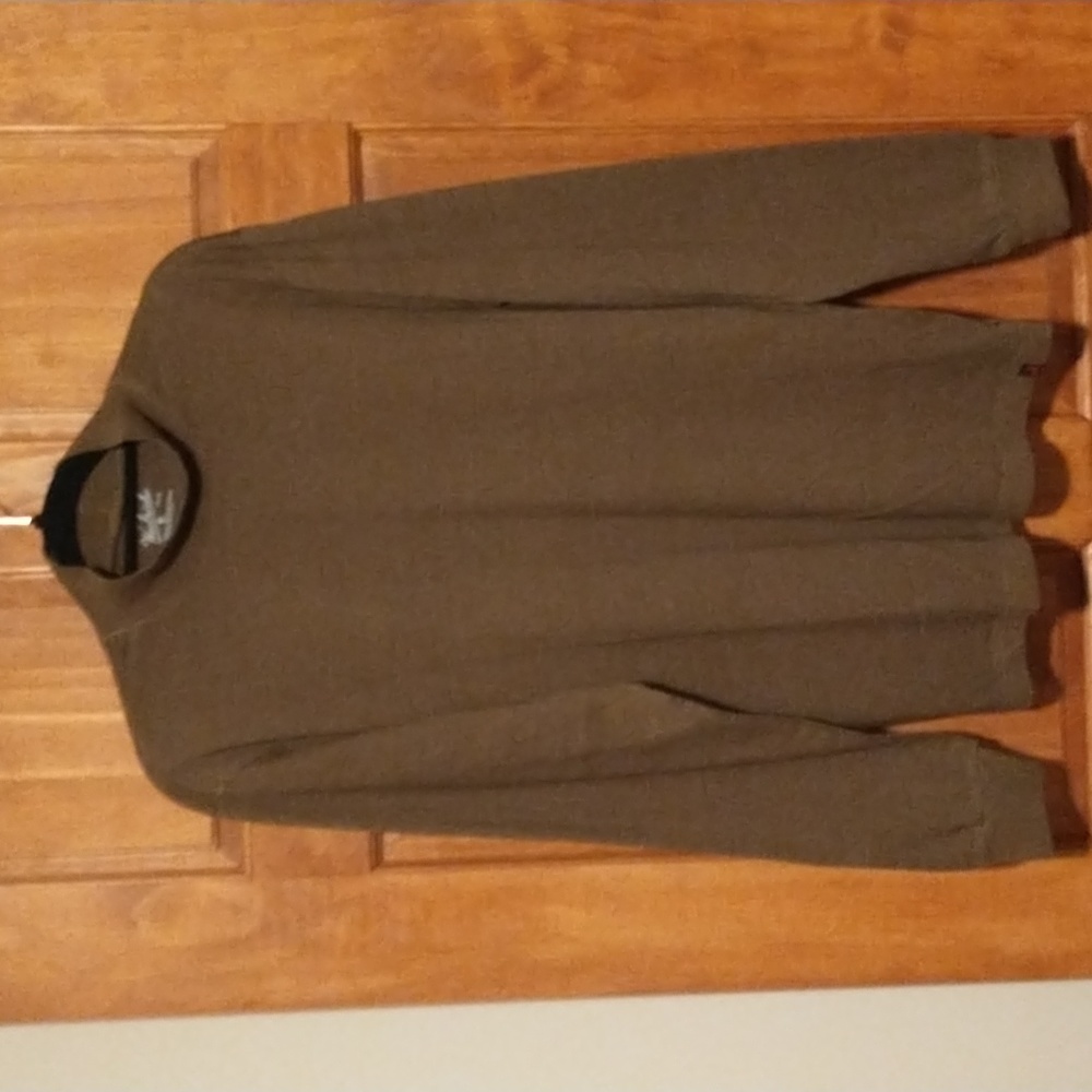 Woolrich men's size S long sleeve mock neck cotton shirt in "Wood" color